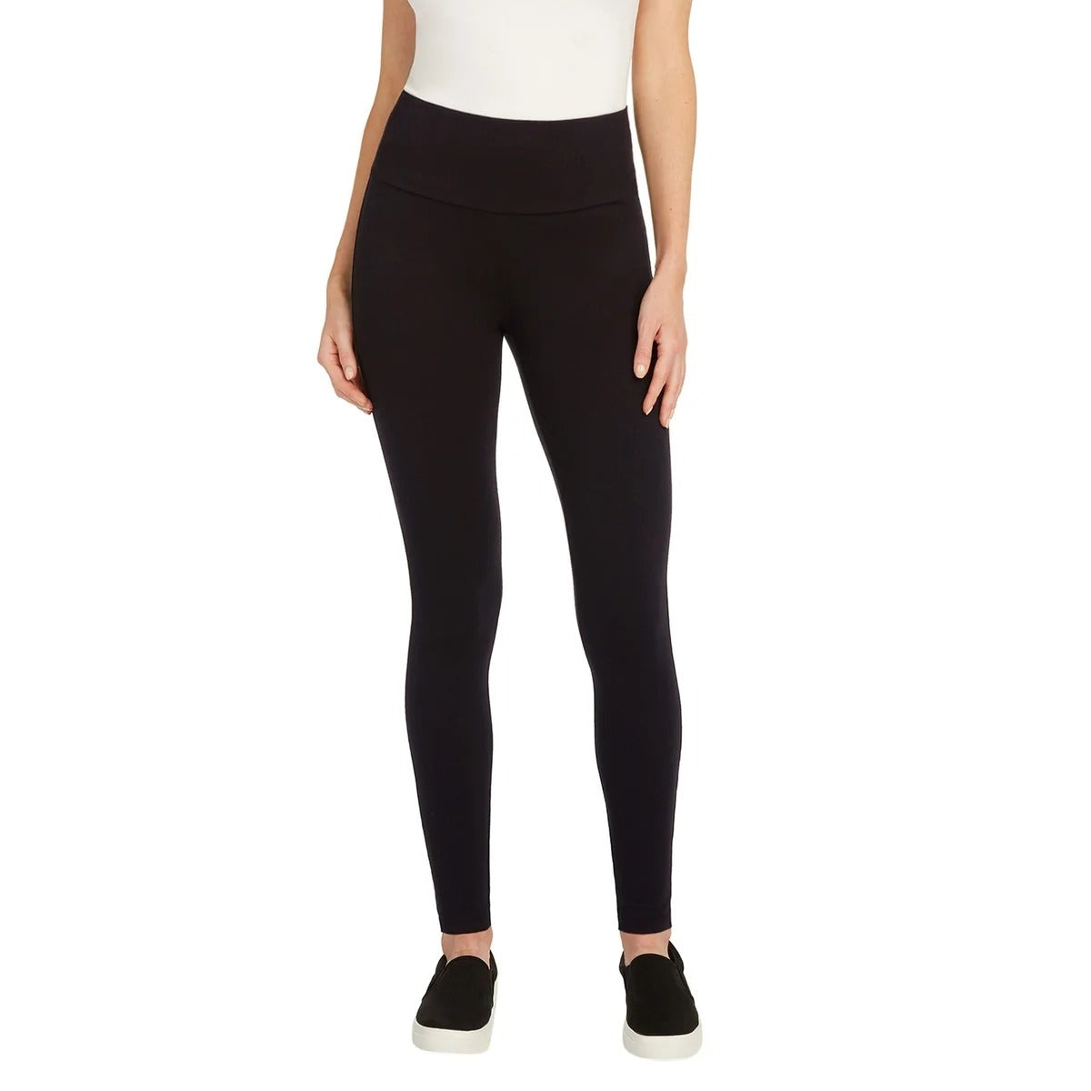 Max & Mia Womens High Waist Legging Stretch Pants No-show French Terry Black