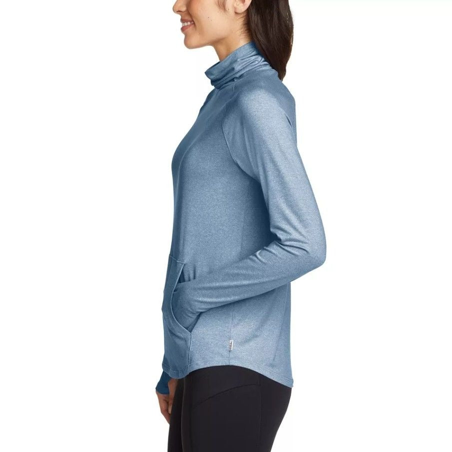 Eddie Bauer Active Funnel Neck UPF 50 Sun Protection Top Athletic Kangaroo Pocket Shirt