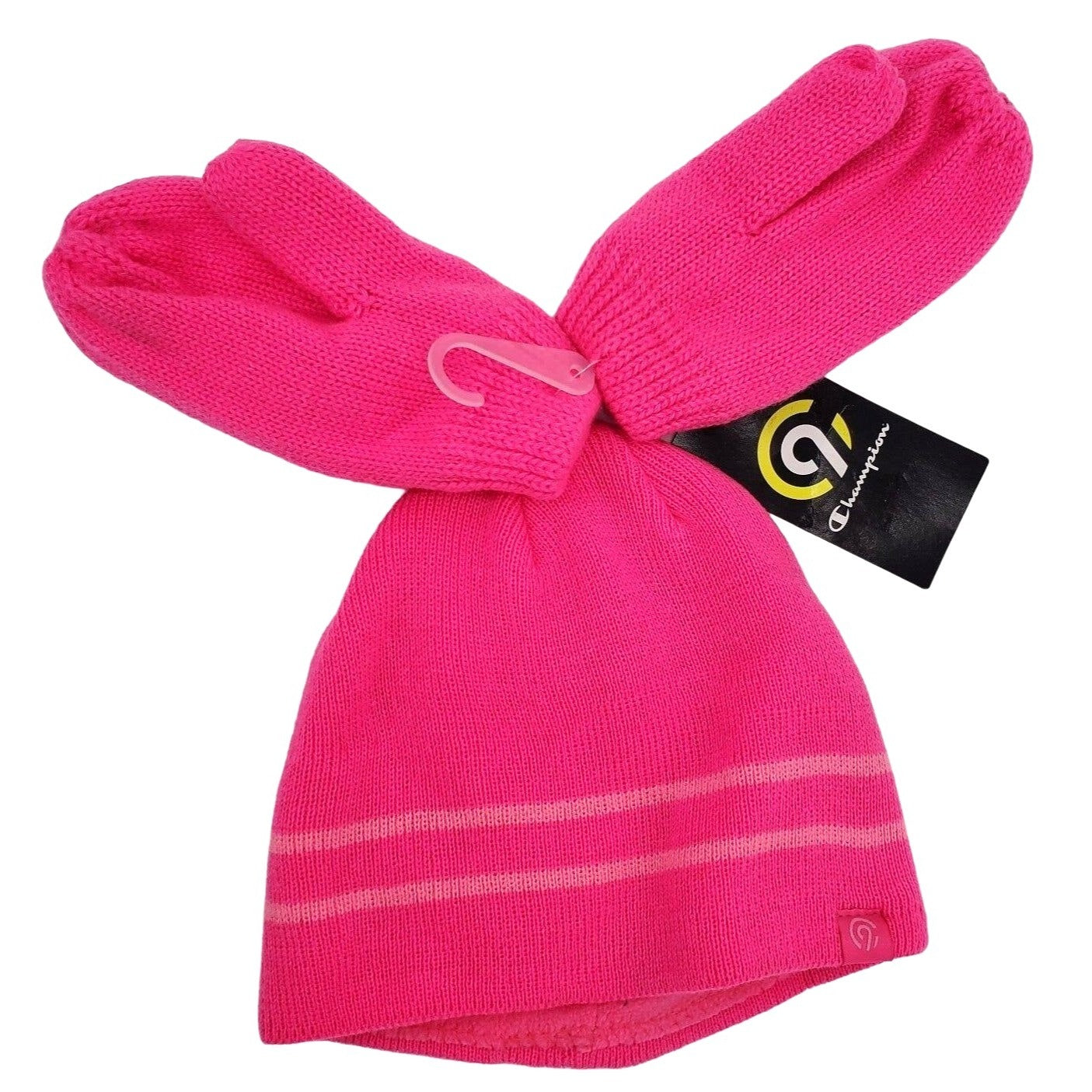 Champion Kids Matching Set Girls Beanie Mittens Knit Pink Outdoor Winter Snow