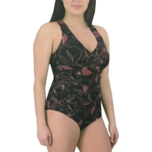 Eddie Bauer Swimwear Ruched Shaping Bathing Suit UV UPF50 One Piece Swimsuit Cross Back