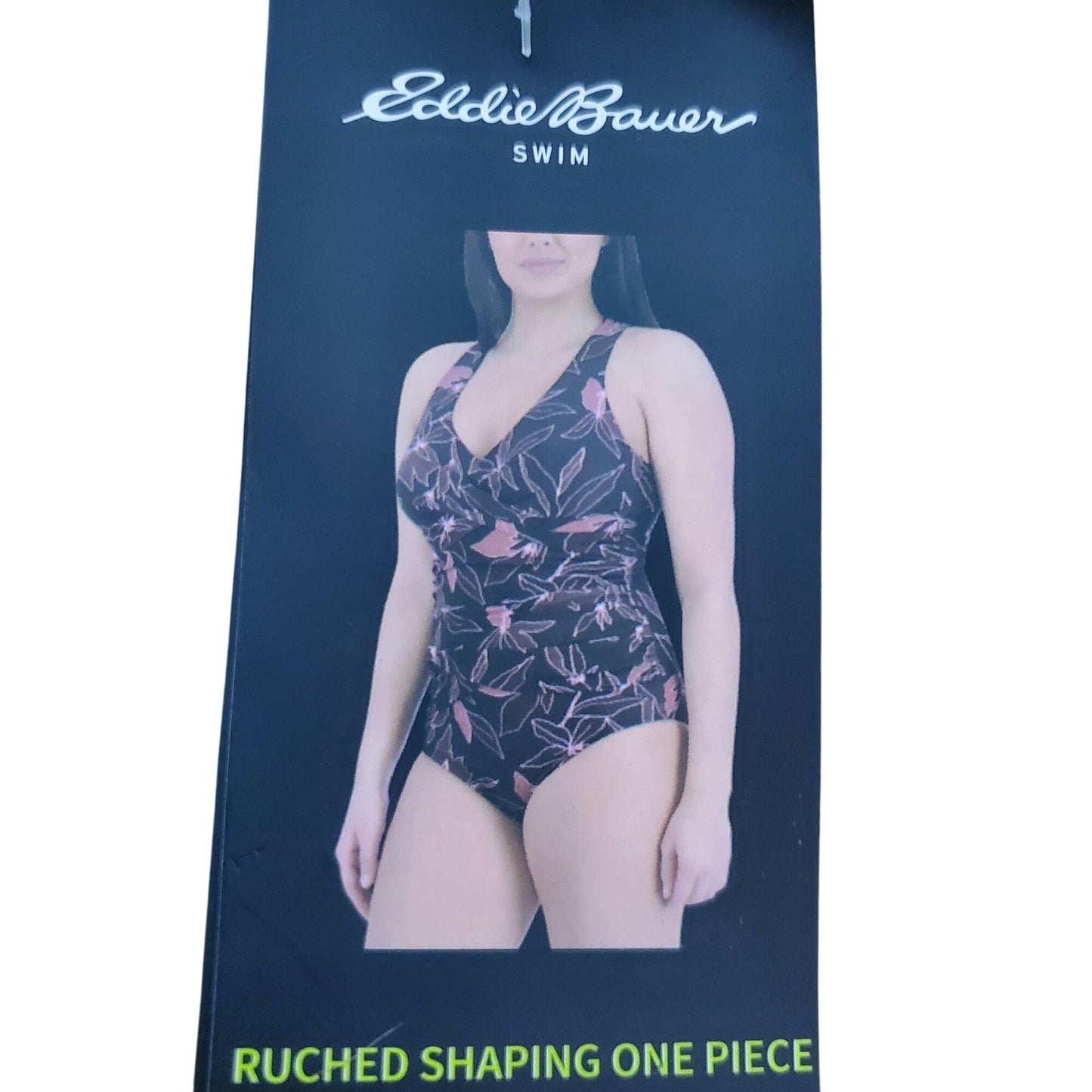 Eddie Bauer Swimwear Ruched Shaping Bathing Suit UV UPF50 One Piece Swimsuit Cross Back