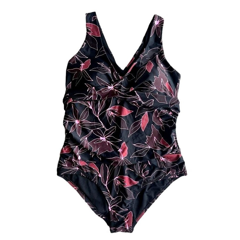 Eddie Bauer Swimwear Ruched Shaping Bathing Suit UV UPF50 One Piece Swimsuit Cross Back