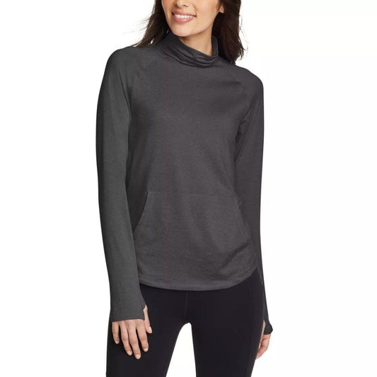 Eddie Bauer Active Funnel Neck UPF 50 Sun Protection Top Athletic Kangaroo Pocket Shirt