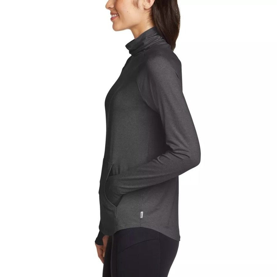 Eddie Bauer Active Funnel Neck UPF 50 Sun Protection Top Athletic Kangaroo Pocket Shirt