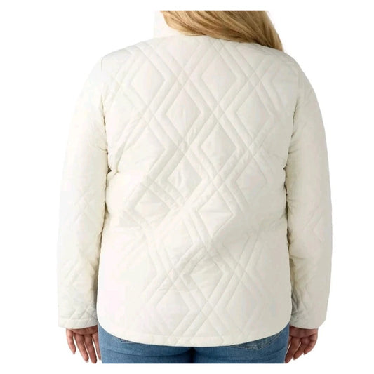 Voyager Womens Quilted Jacket Water-Resistant Diamond Pocket Lightweight Outdoor Cream