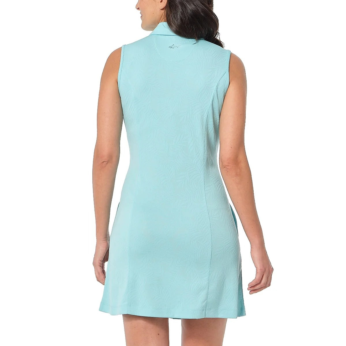 Greg Norman Dress Sporty Mini Sleeveless Palm Texture Preppy Athleisure Collar
