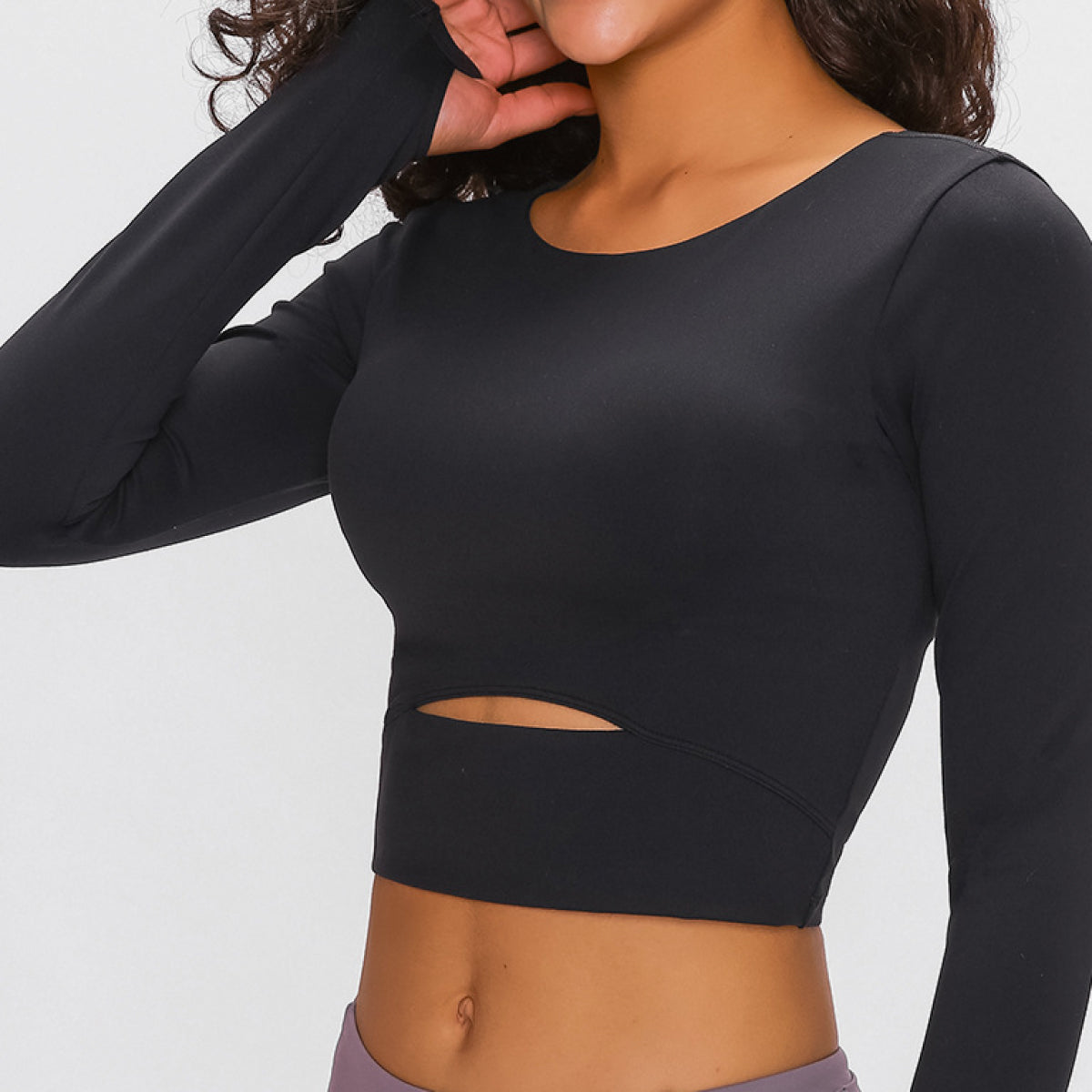 Long Sleeve Athletic Cut-out Yoga Activewear Crop Top (4 colors available)