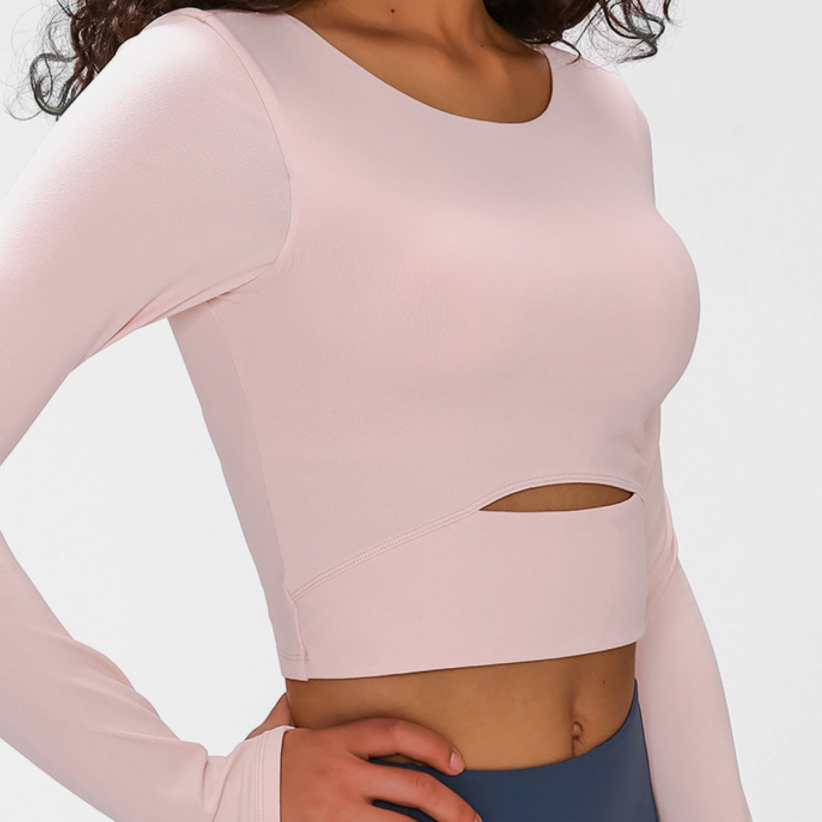 Long Sleeve Athletic Cut-out Yoga Activewear Crop Top (4 colors available)