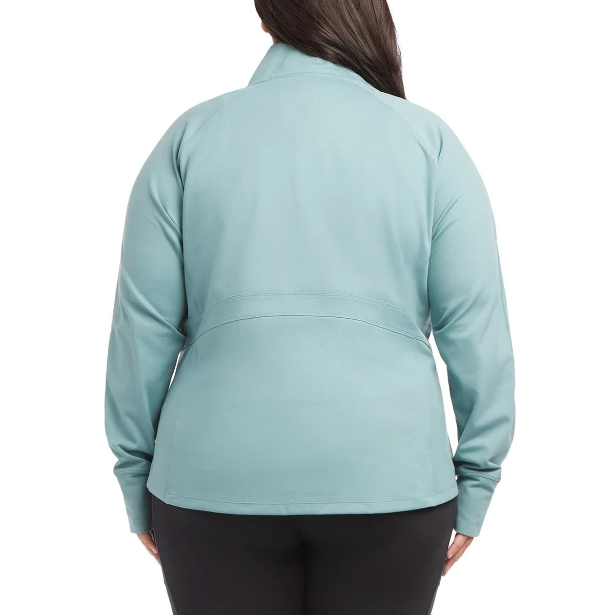 Jockey Women's Yoga Jacket Tulip Hem Athletic Running Pockets Activewear Thumb Hole Blue
