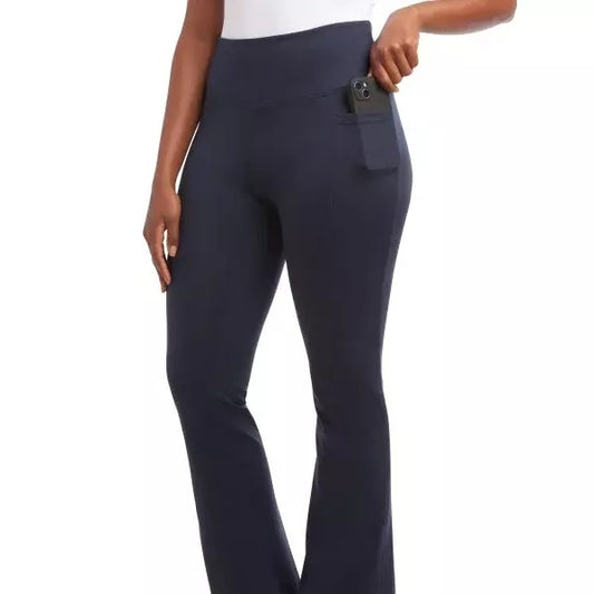 Jockey Women's High Rise Activewear Leggings Non-slip Flare Athletic Yoga Pants Navy Blue