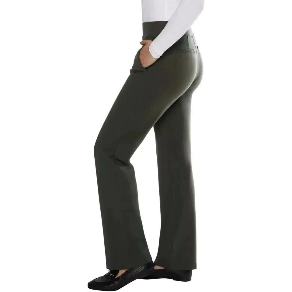 Matty M Women's High-Rise Comfort Office Dress Pants Elastic Waist Pull-on 30" inseam Green