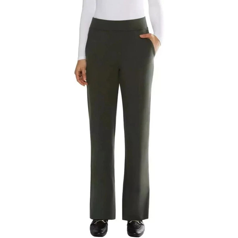 Matty M Women's High-Rise Comfort Office Dress Pants Elastic Waist Pull-on 30" inseam Green