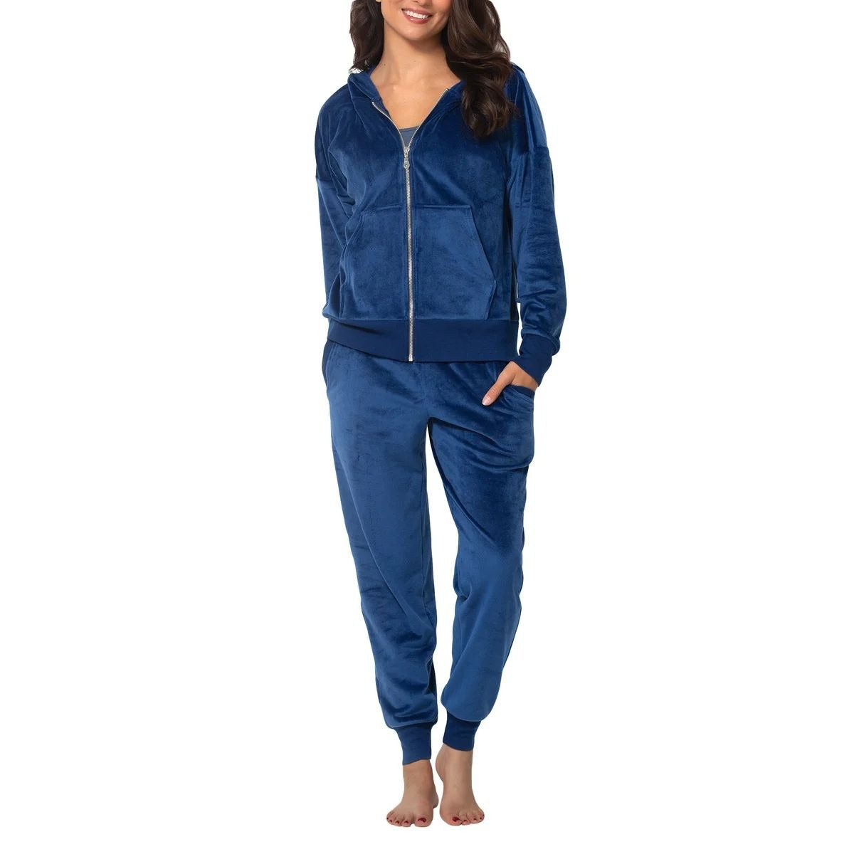 Felin Velour Zip Hoodie Jacket Matching Jogger Pants 2 Piece Set Tracksuit
