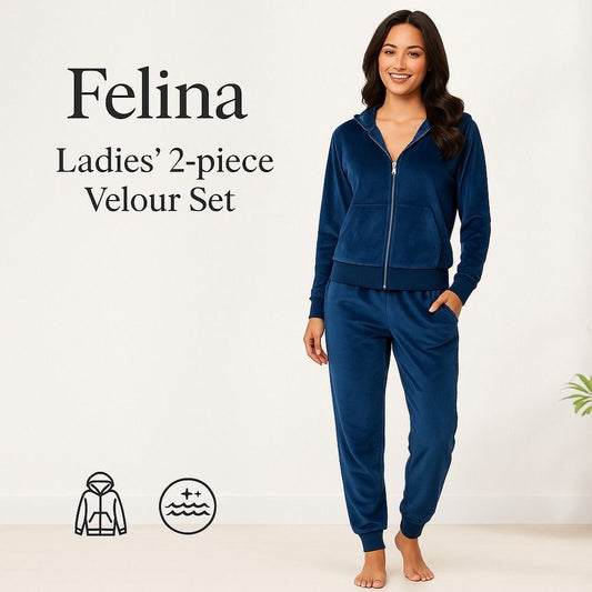 Felin Velour Zip Hoodie Jacket Matching Jogger Pants 2 Piece Set Tracksuit