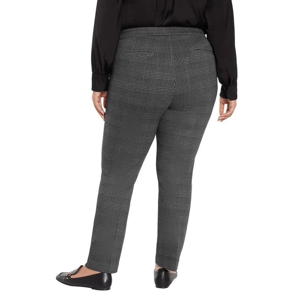 Banana Republic Womens Dress Pants Charcoal Plaid Flat Front Stretch Slacks