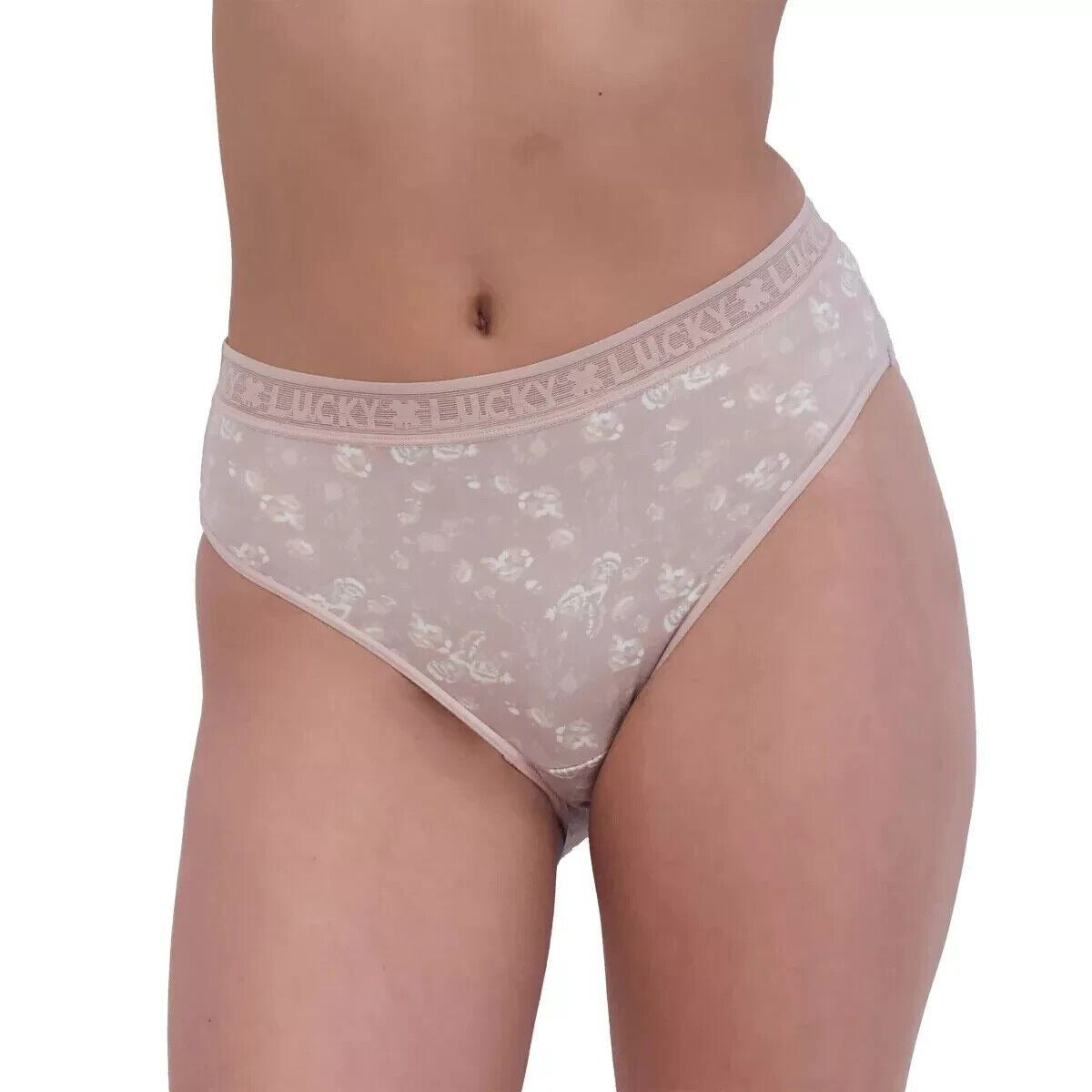 Lucky Brand Cotton Lined High-cut Underwear 6-Pack box Panties Multi-color Soft Stretch Tagless Lace