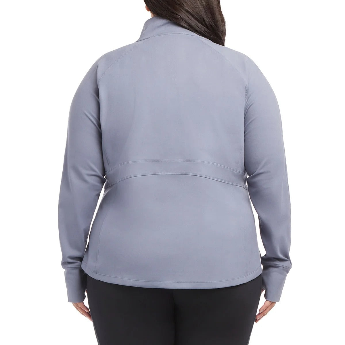 Jockey Women's Yoga Jacket Tulip Hem Athletic Running Pockets Activewear Thumb Hole Gray Fog