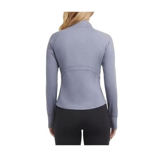 Jockey Women's Yoga Jacket Tulip Hem Athletic Running Pockets Activewear Thumb Hole Gray Fog