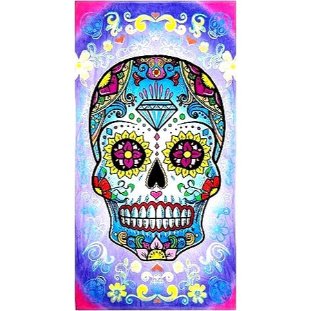 Sugar Skull Beach Towel 30 x 60 Day of the Dead Novelty Beach Bath Pool Home
