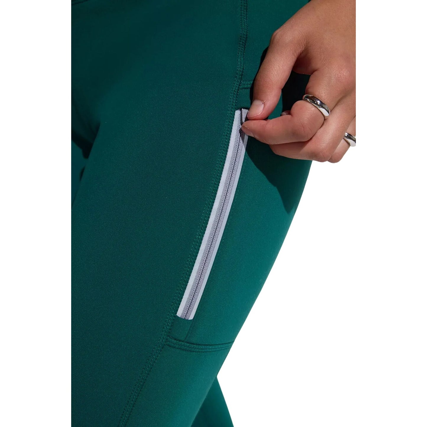 Mondetta Active Fleece Lined Leggings Reflective Zipper Pockets Activewear Athletic Pants