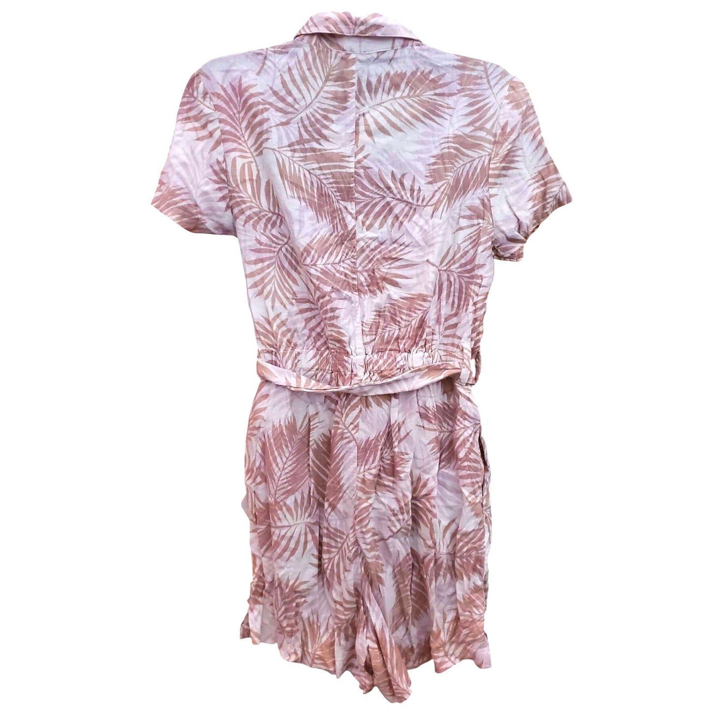 Matty M Romper Linen Blend Button Front Shorts Tropical Palm One-piece Outfit