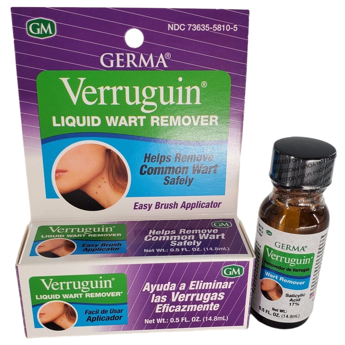 Verruguin Liquid Wart Remover Salicylic Acid 17% Removedor De Verrugas (14.8 mL)