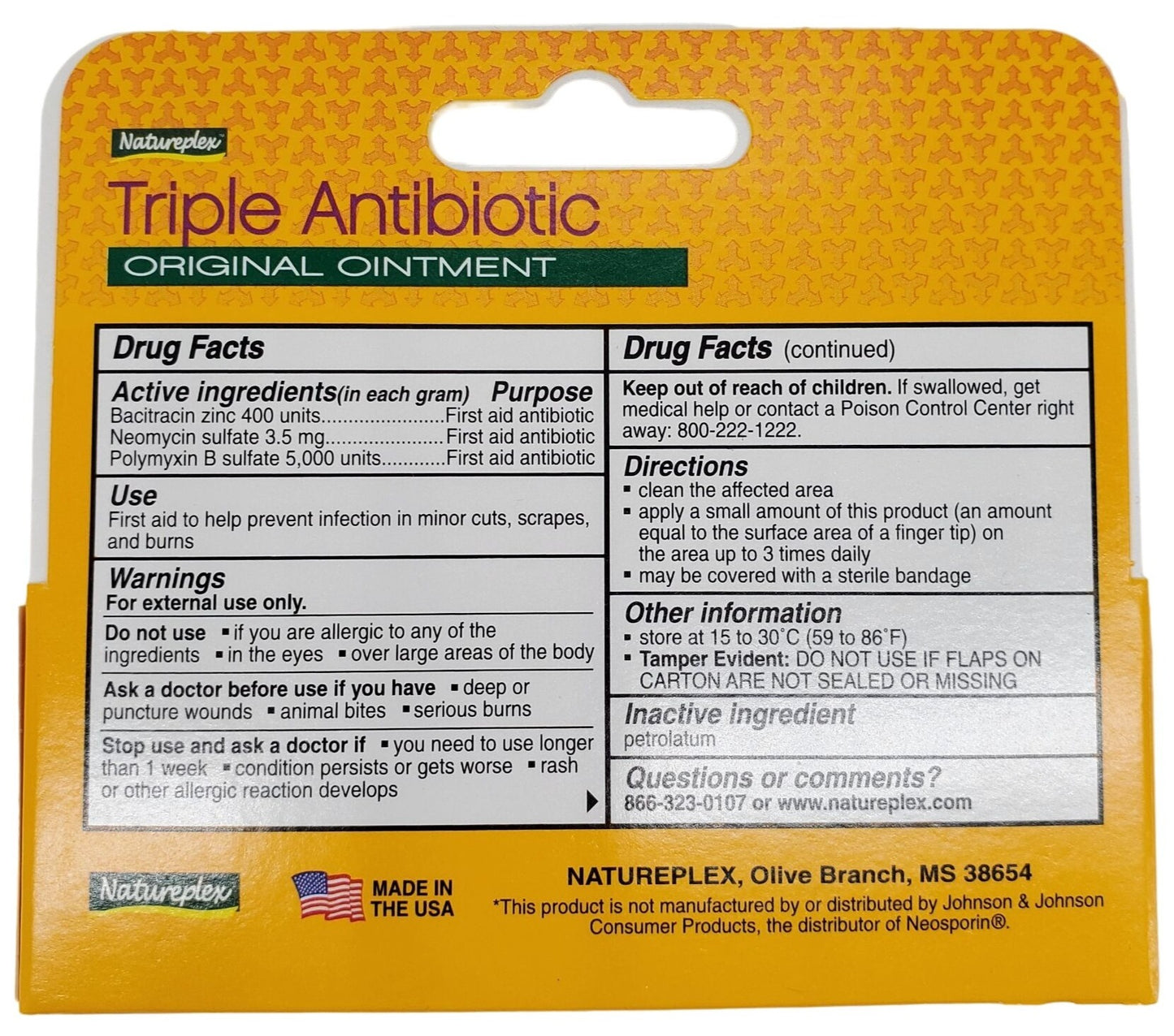 Natureplex Triple Antibiotic Ointment (Bacitracin, Neomycin, Polymyxin) 0.33oz tube