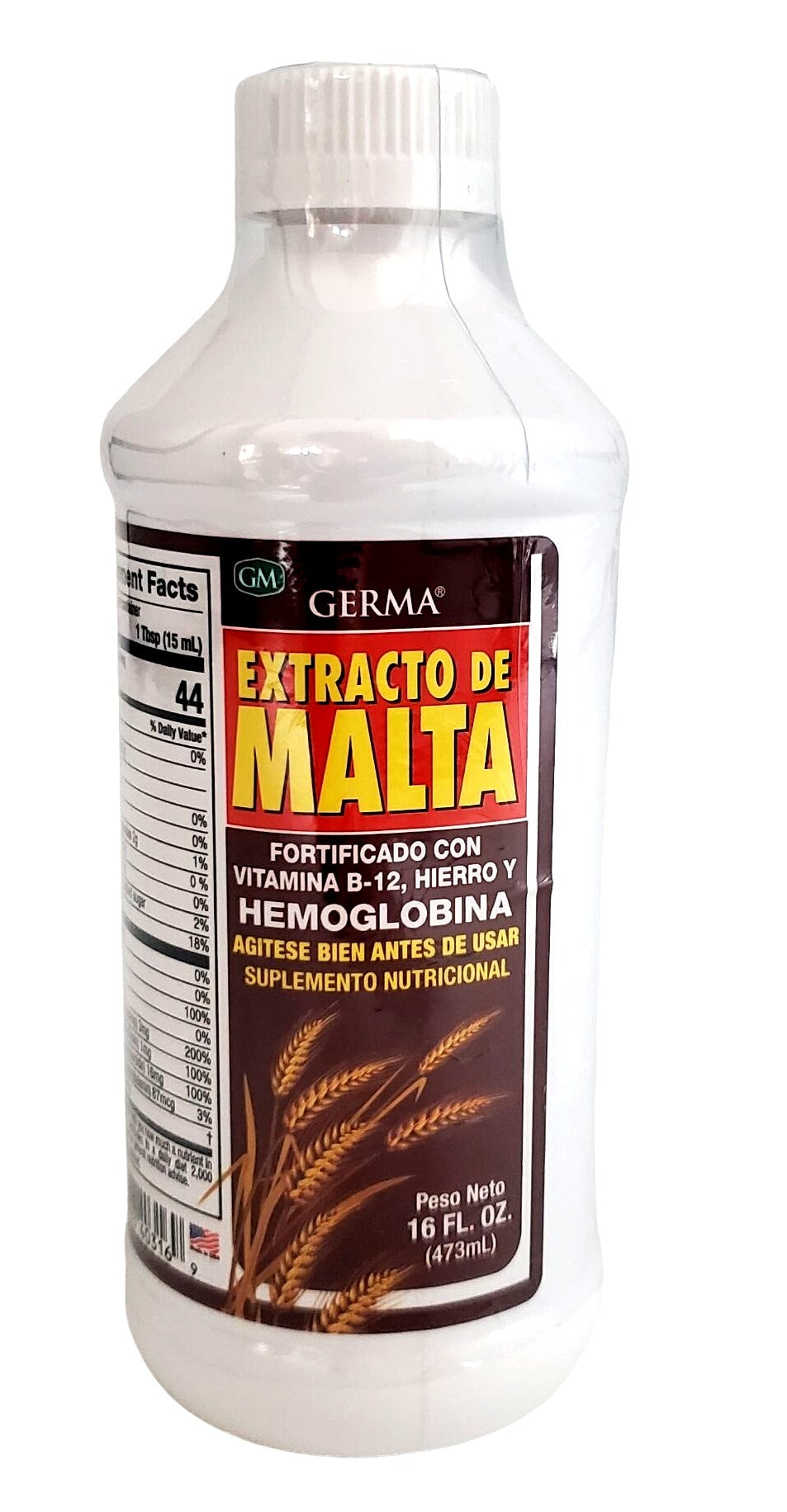 Germa Liquid Malt Extract Fortified B-12 Iron Hemoglobin 16oz bottle