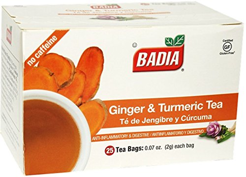 Badia Ginger & Turmeric Tea Bags Anti-inflammatory & digestive Tea 25 bags/box