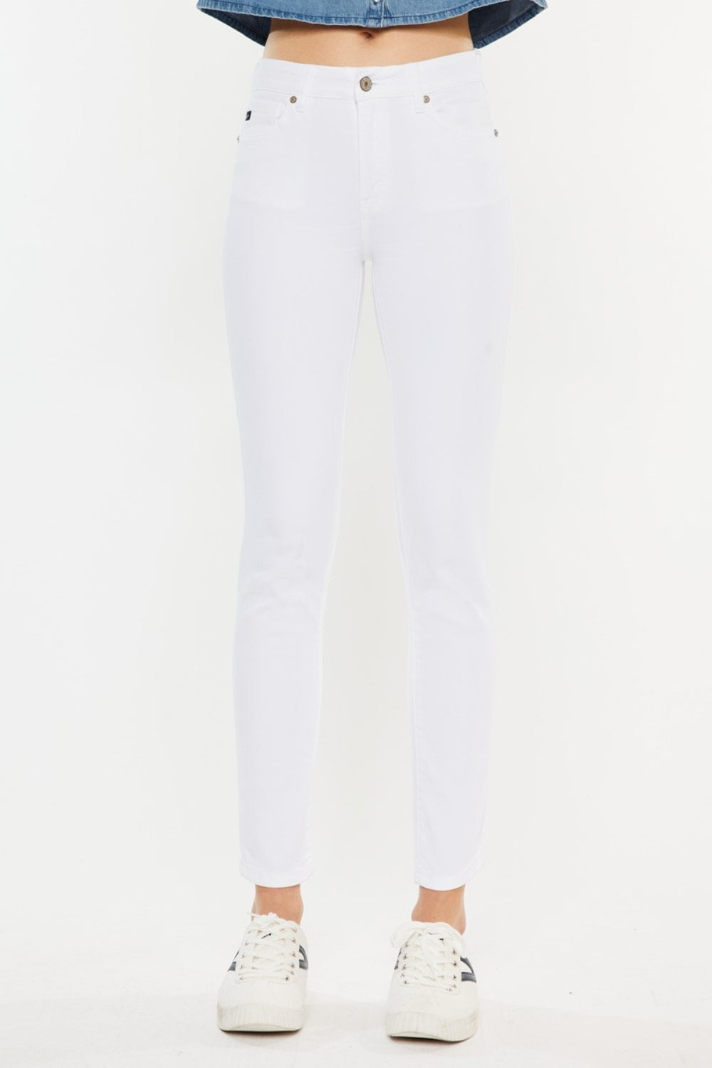 KanCan Slim High-Rise Waist White Denim Classic Skinny Ankle Jean Pants