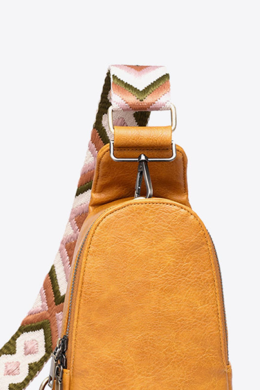 Vegan Leather Crossbody Sling Bag Shoulder Purse Colorful Convertible Wide Strap