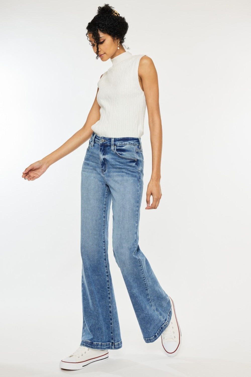 KanCan High-Rise Waist Pants Wide Leg Flare Relaxed Fit Boyfriend Jeans Denim