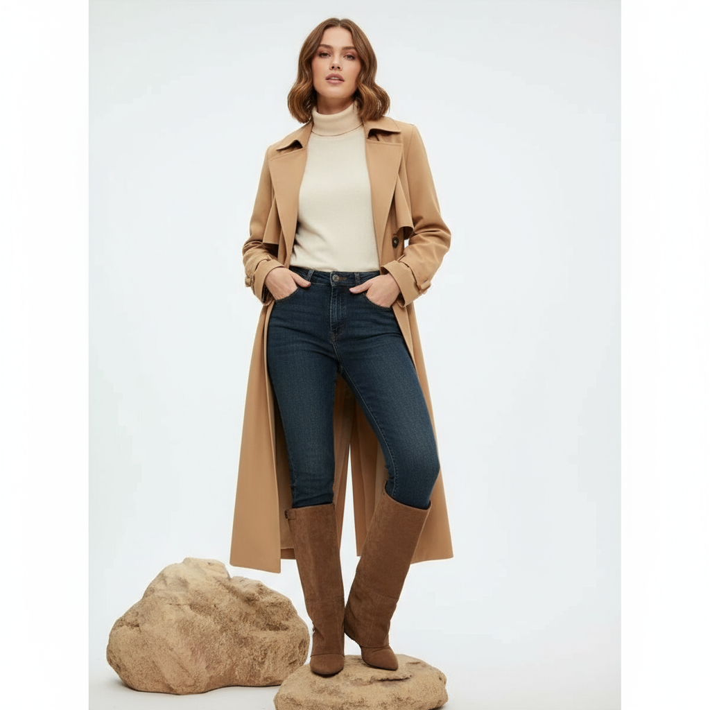 Pointed Toe Covered Overlay Vegan Suede Knee-high Boots Western Block Heel Shoes