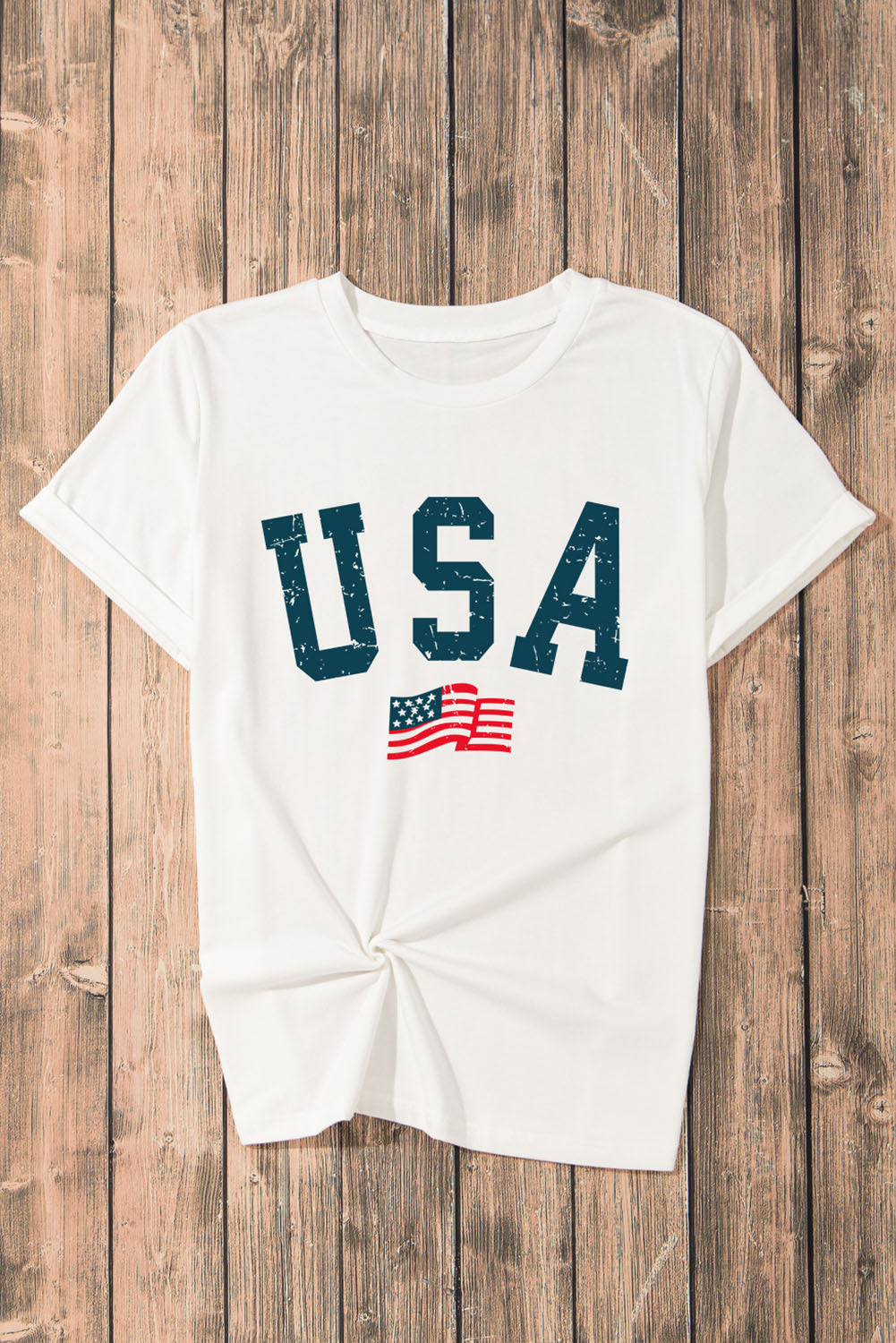 Rustic American Flag USA Graphic Shirt Americana Patriotic Short Sleeve Top