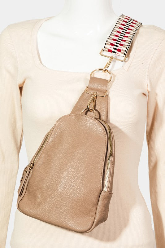 Vegan Leather Crossbody Sling Bag Shoulder Purse Colorful Convertible Wide Strap