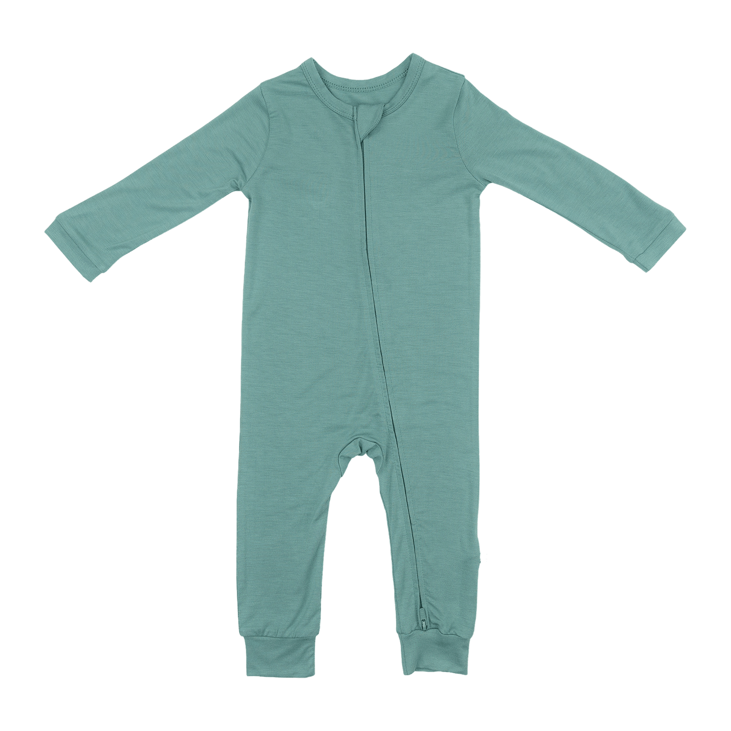 Larkspur Pant Romper Cloudweave Bamboo Long Sleeve Zip Baby Toddler One-piece Bodysuit Jade