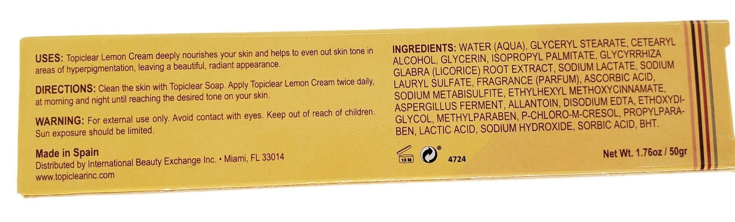 Topiclear Skin Tone Lemon Cream 1.76oz (50g)