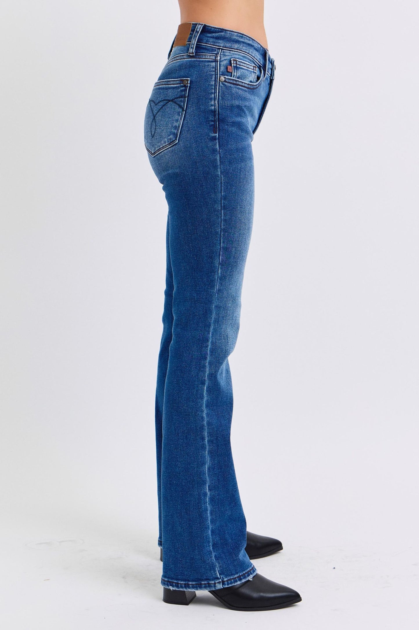 Judy Blue Thermal Mid-Rise Waist Bootcut Jeans Winter Slim Fit Denim Pants