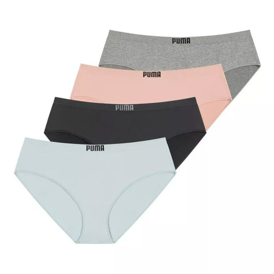 PUMA Underwear 4-Pack Seamless Bikini Underpants Medium Coverage Panties