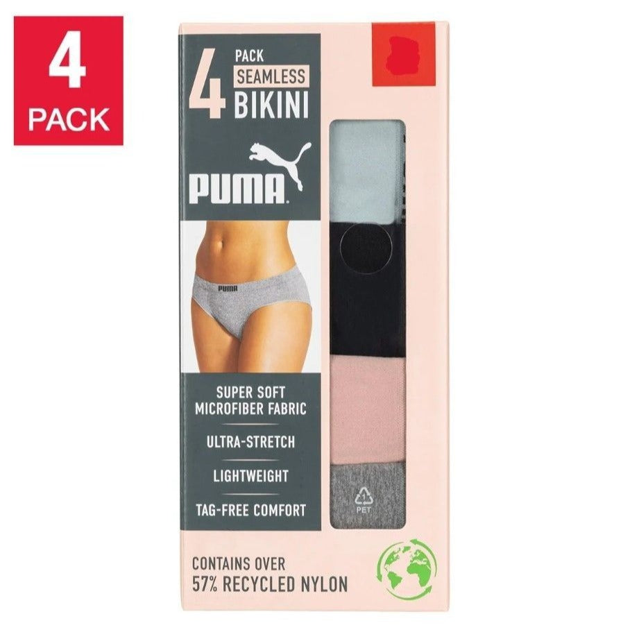 PUMA Underwear 4-Pack Seamless Bikini Underpants Medium Coverage Panties
