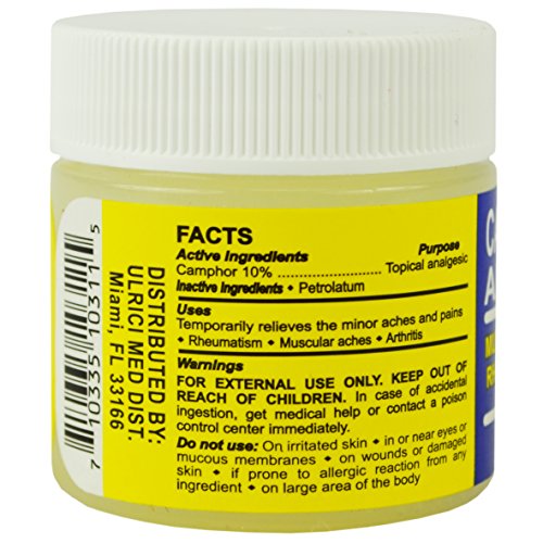 Camphor Ointment Alcanforado Muscular Aches , Arthritis , Rheumatism , External Use 2 oz