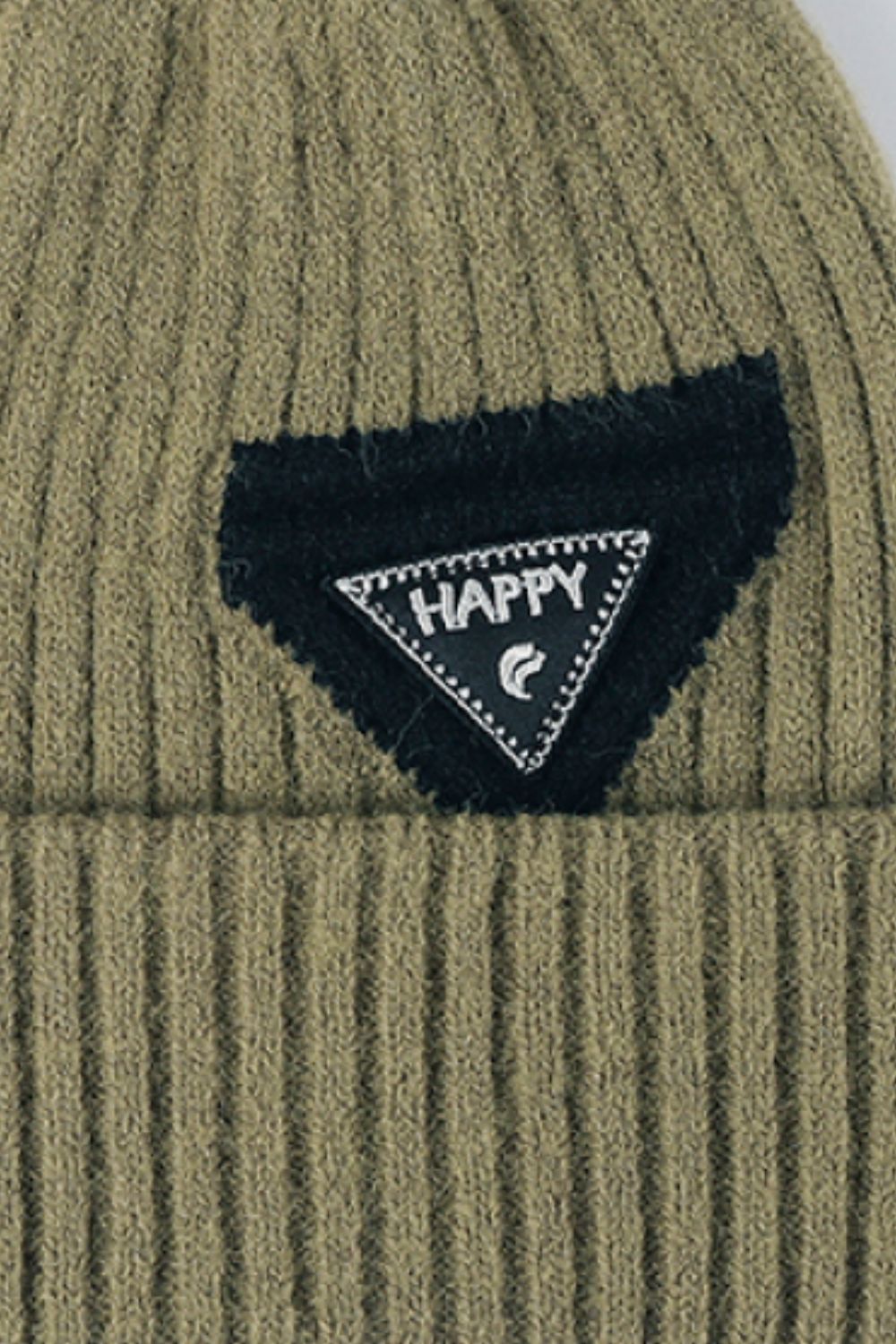 HAPPY Beanie Color Contrast Toboggan Hat Ribbed Knit Warm Winter Skull Cap