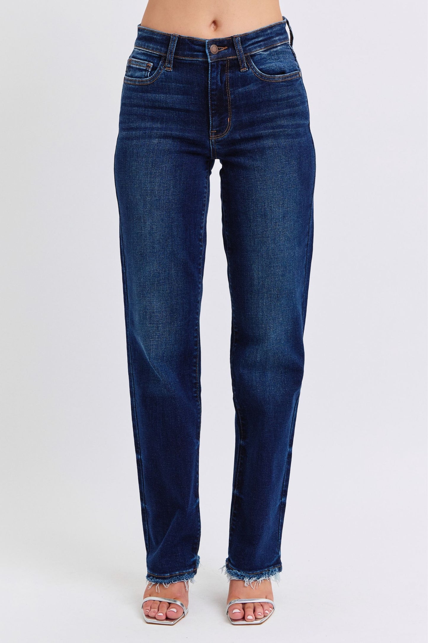 Judy Blue Straight Leg Classic High-Rise Boyfriend Jeans Relaxed Denim Pants
