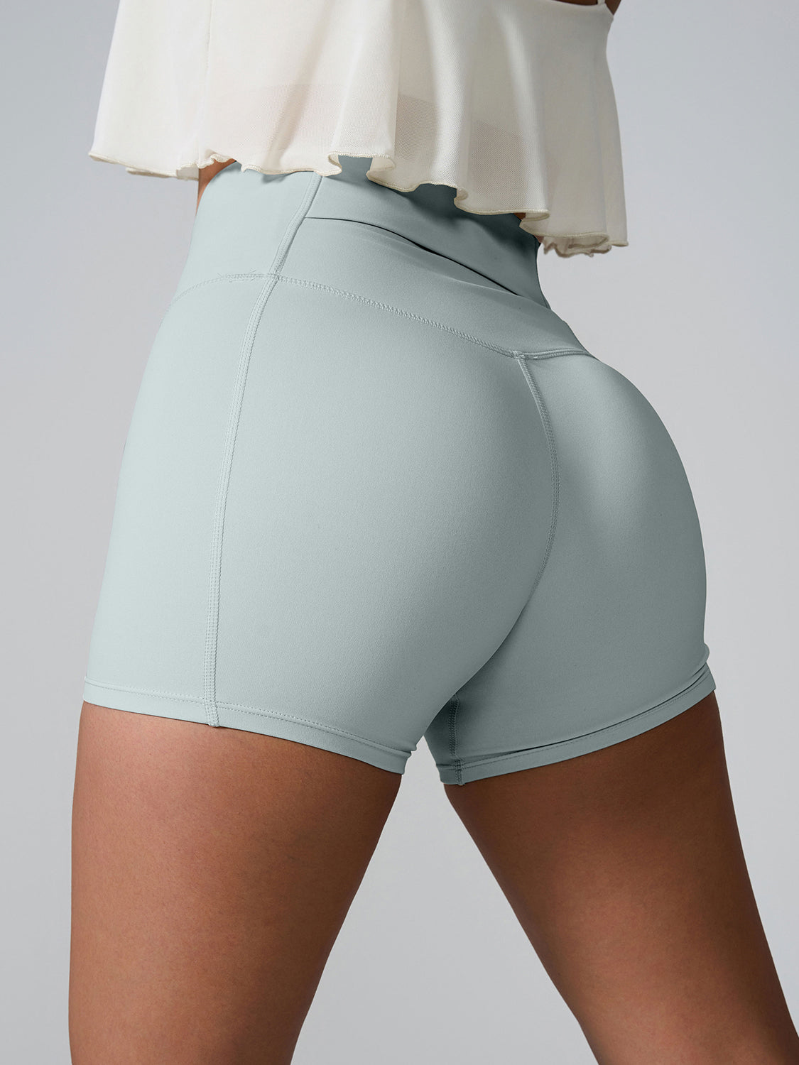 High Rise Athletic Shorts Wide Waistband Back Pocket Yoga Activewear