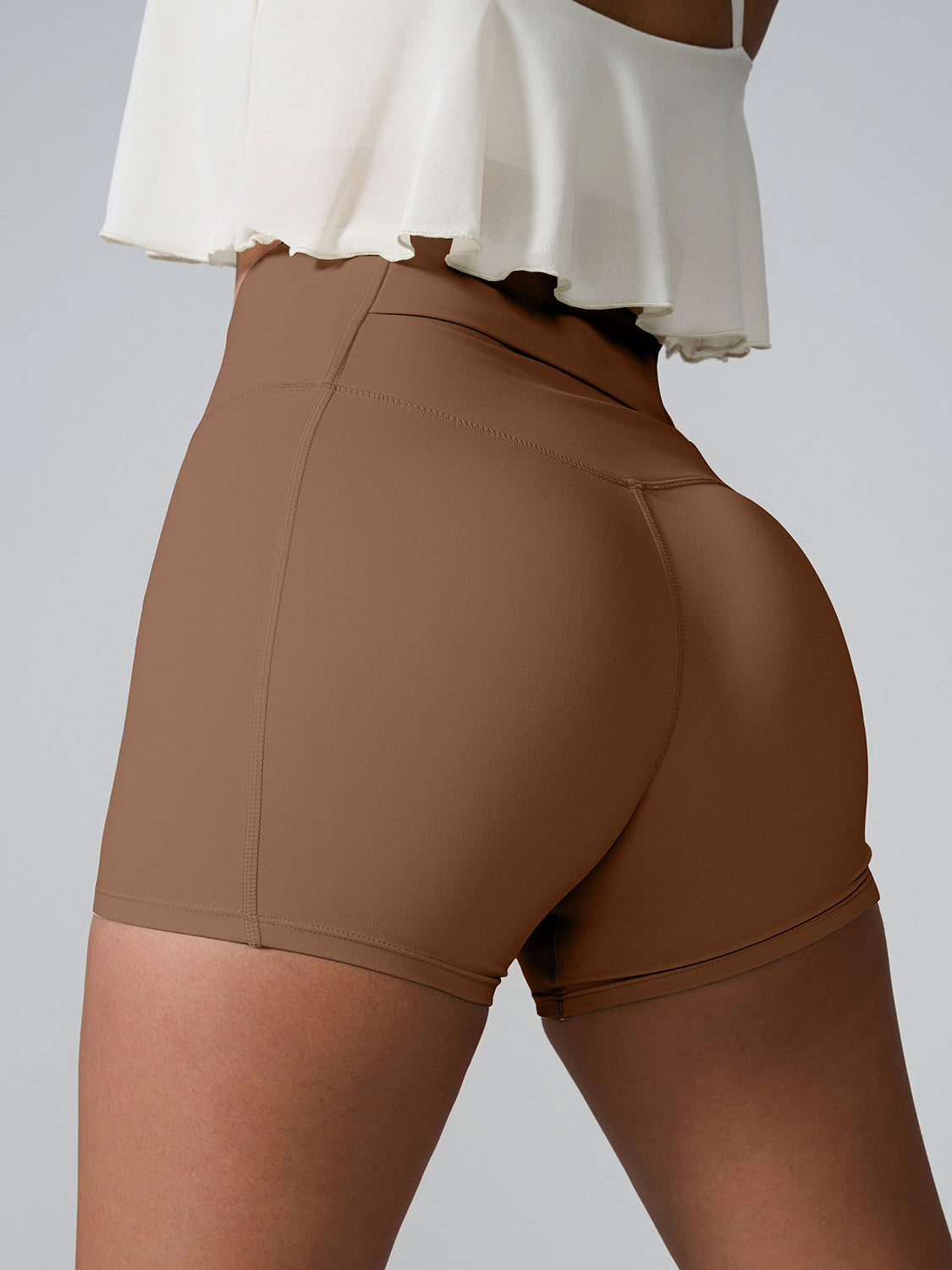 High Rise Athletic Shorts Wide Waistband Back Pocket Yoga Activewear