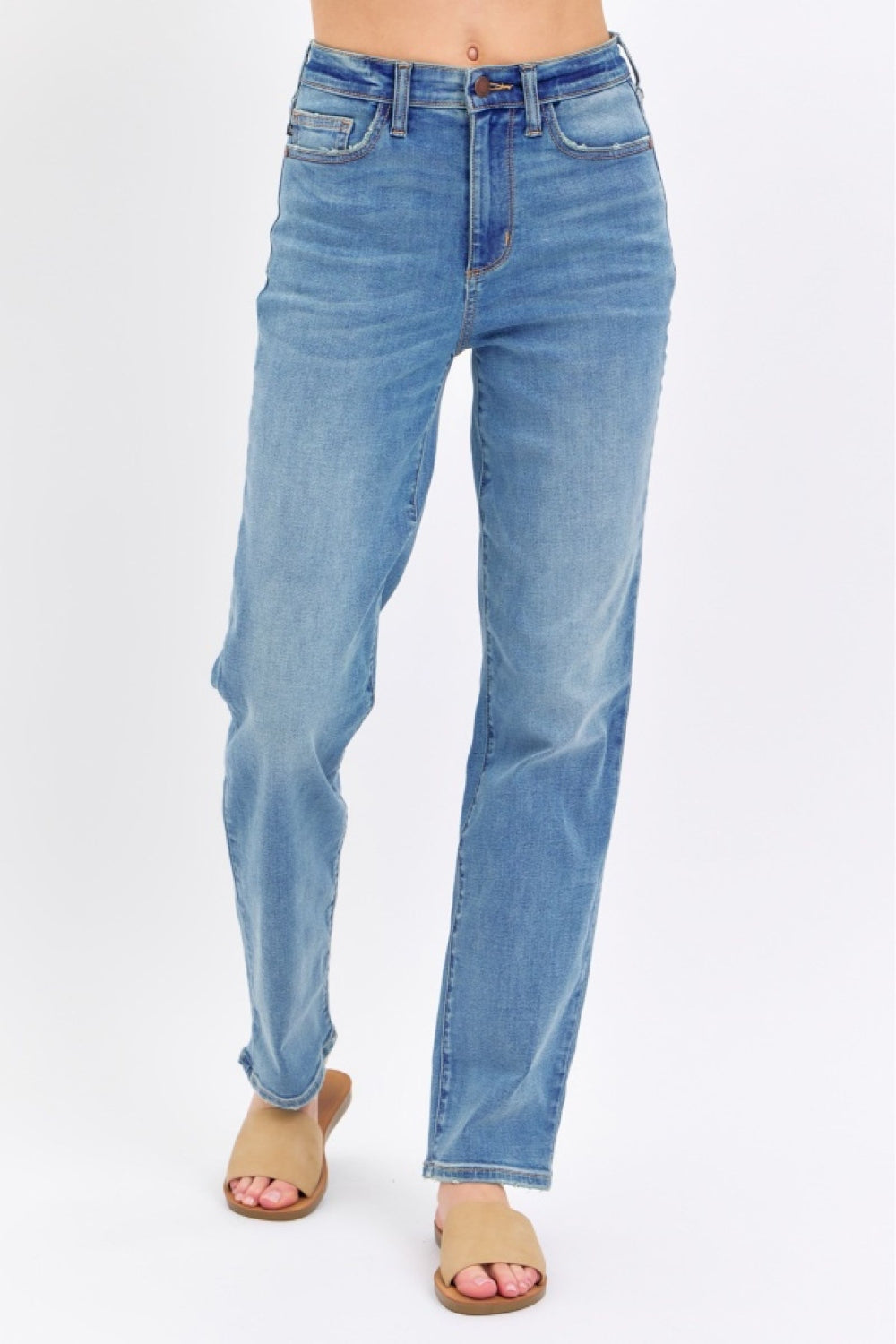 High Rise Waist Boyfriend Jeans Straight Leg Relaxed Fit Denim Pants Judy Blue