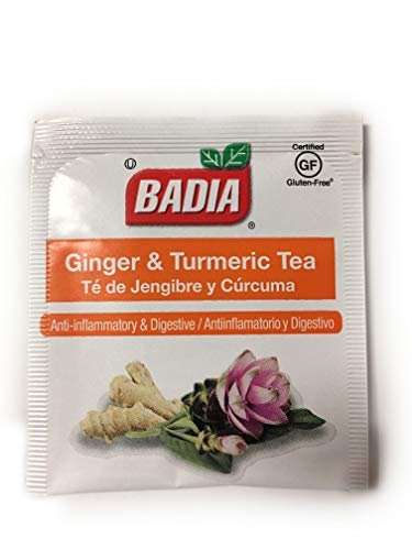 Badia Ginger & Turmeric Tea Bags Anti-inflammatory & digestive Tea 25 bags/box