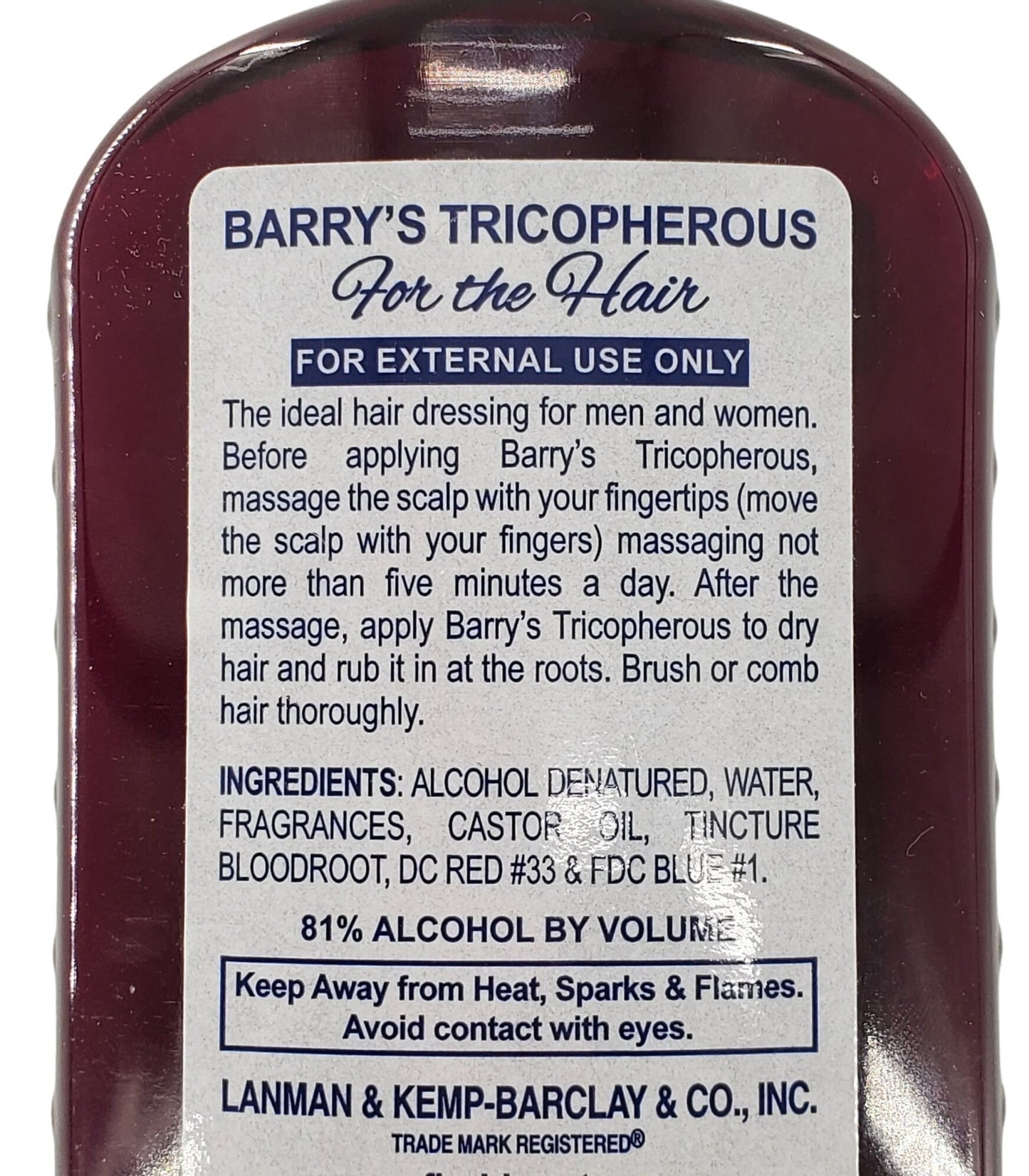 Barry's Tricopherous Liquid for the Hair Traditional 8oz
