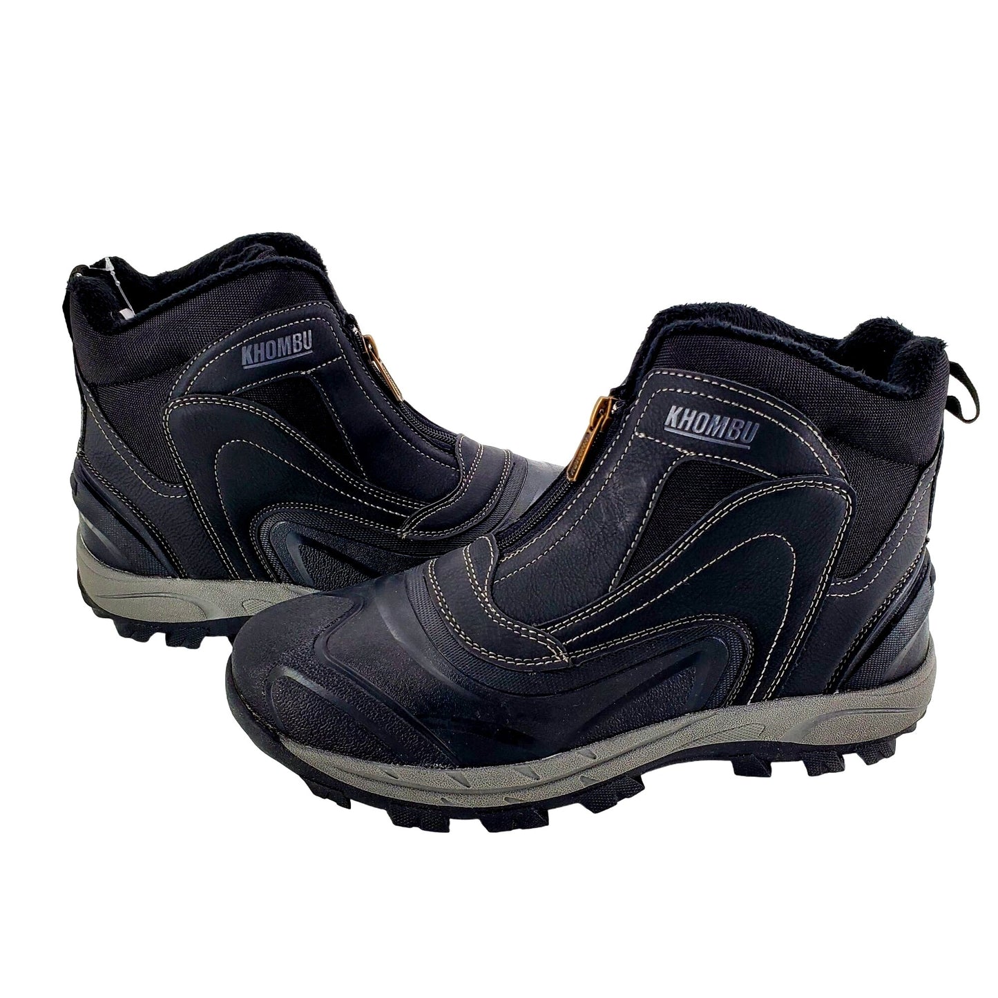 KHOMBU Boots Mens Mason Outdoor Waterproof Rugged Slip-on Zipper Front Shoes