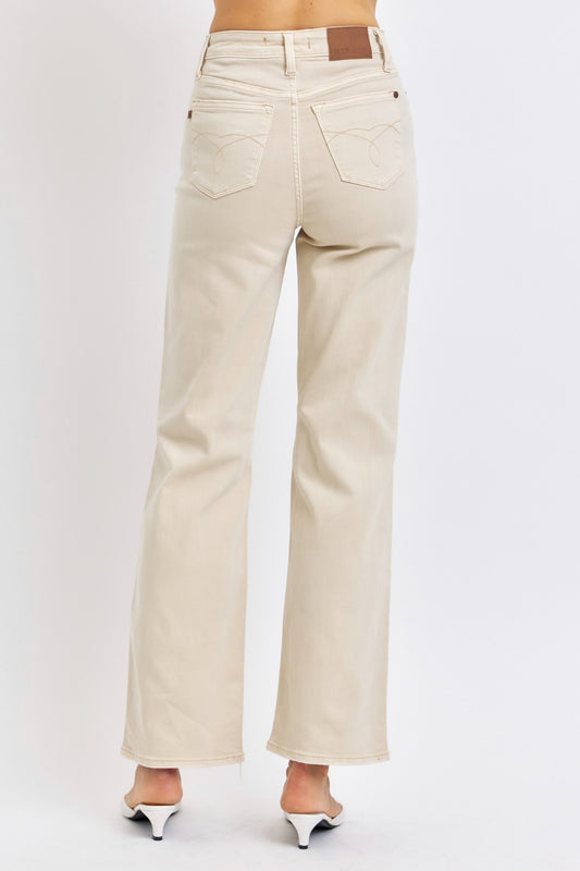 High Rise Mom Jeans Distressed Torn Knee Wide Leg Denim Pants Judy Blue